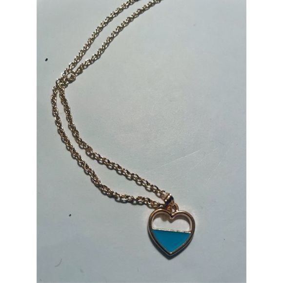 Gold heart BLUE CUT OUT NECKLACE - Picture 4 of 5